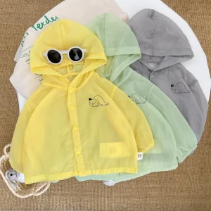 Abbigliamento estivo per protezione solare per bambini, nuovi vestiti per bambini, giacca sottile per aria condizionata, vestiti casual per la pelle con cappuccio per bambini da uomo 1