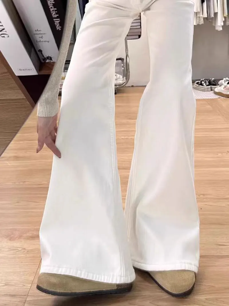 Botvotee Jeans bianchi a gamba svasata per donna 2025 Y2k Moda a vita alta Gamba larga Skinny Stretch Jeans denim vintage casual 90339 5