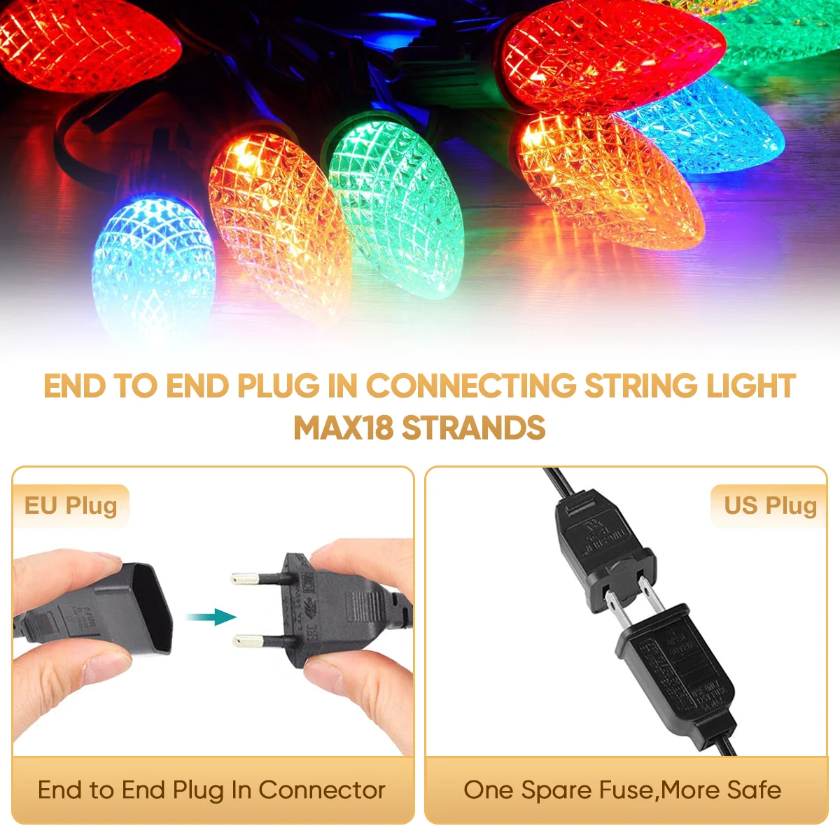 Luci colorate a LED C7 String EU US Street Garland Light 110V 220V Luci da patio infrangibili impermeabili per portico balcone interno 4