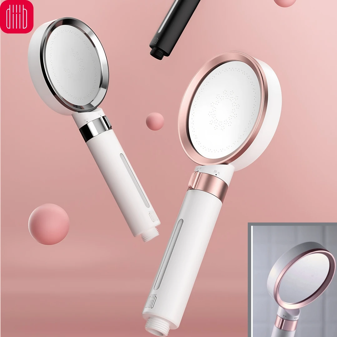 Diiib Soffione doccia pressurizzato Specchio per declorazione portatile a risparmio idrico Accessori da bagno a doppio filtraggio ad alta pressione 1