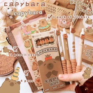Kawaii Cartoon capibara Black Ink Gel Pen School forniture per ufficio cancelleria premio studenti penne carine bel regalo 1