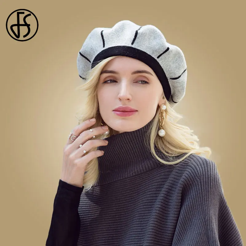 FS donne berretti da coniglio per l'autunno inverno cappello da artista francese bianco eleganti ragazze cappelli da pittore berretto Femme berretto caldo femminile 2023 4