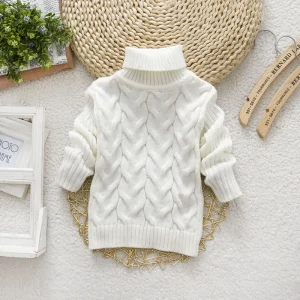 Completi per neonate completi per bambini maglione solido a collo alto abbigliamento lavorato a maglia autunno inverno bianco nero maglione caldo da 2 a 6 anni 1