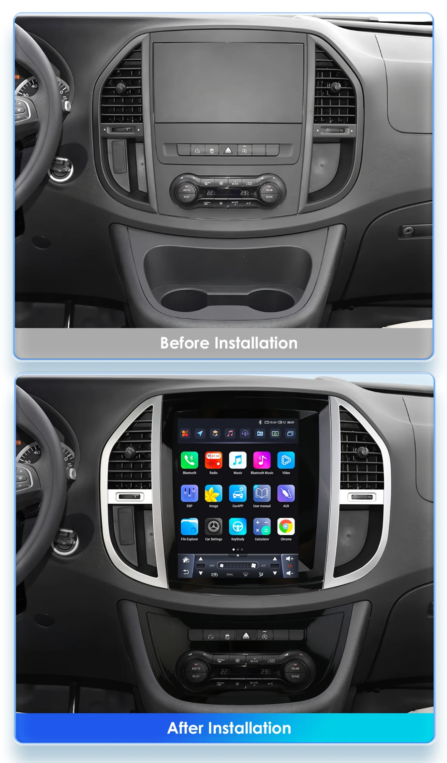 Autoradio Android da 9,7 pollici per Mercedes Benz Vito 2014-2022 Car Audio GPS Carplay Android Auto Multimedia Lettore Intelligente WIFI 3