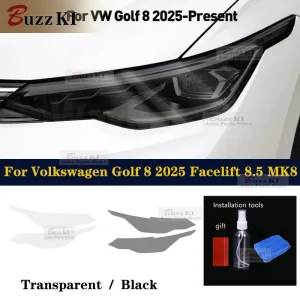 Per Volkswagen Golf 8 2025 Facelift 8.5 MK8 Accessori 2 pezzi Pellicola protettiva per fari auto Adesivo in TPU nero affumicato trasparente 1