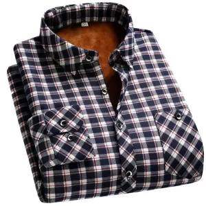 Camicia casual premium da uomo 2025 Autunno Inverno Nuova camicia classica ispessita calda foderata in pile Camicia a maniche lunghe di grandi dimensioni per uomo 1