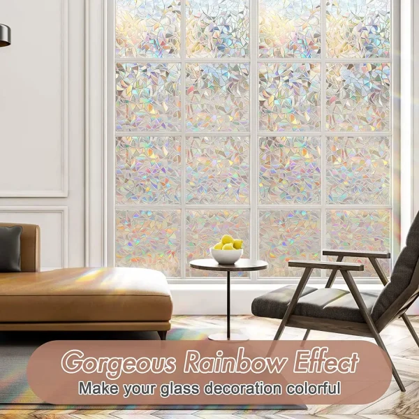 Pellicola per la privacy delle finestre Arcobaleno statico Pellicola per vetri colorati Adesivo per copertura delle finestre Non adesivo rimovibile riflettente per la casa 2