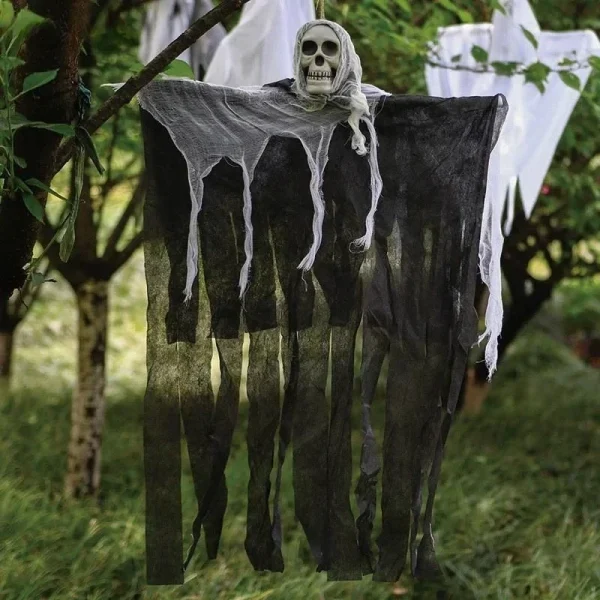 1-3PCS Halloween Appeso Fantasma Decorazioni Teschio Spaventoso Tessuto di Garza per Casa Stregata Portico Puntelli Spaventosi Terrore Appeso Ornamenti 2