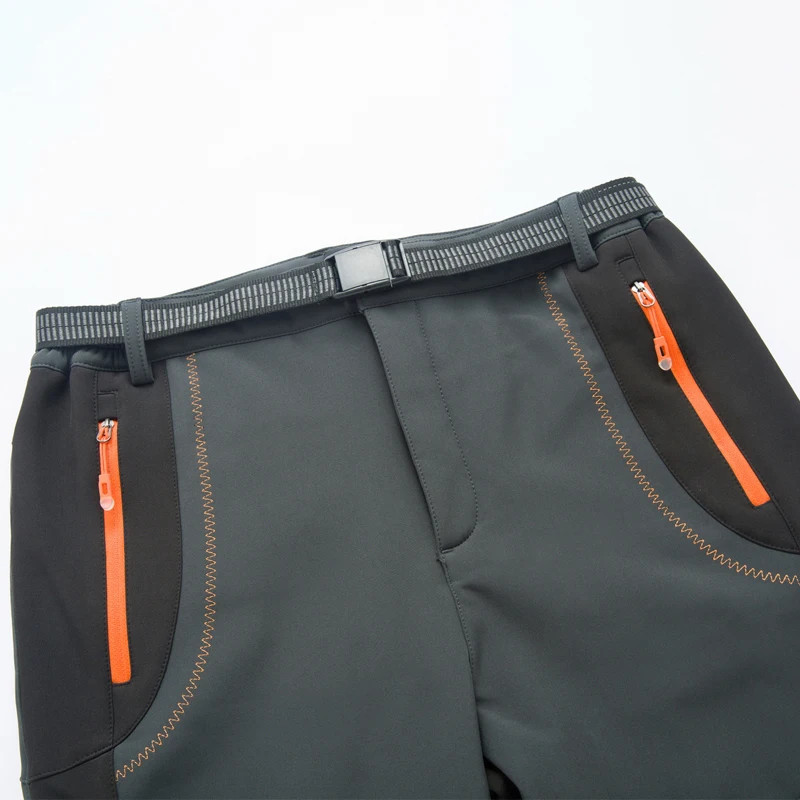 LNGXO Pantaloni da trekking in pile spesso caldo da uomo Pantaloni da pioggia invernali impermeabili antivento per esterni Soft Shell Trekking Pantaloni da sci da campeggio 5