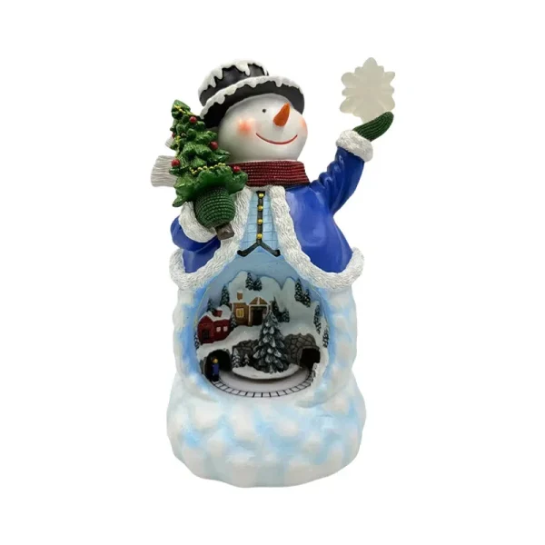 Lanterna elettrica rotante per albero di Natale con pupazzo di neve con decorazioni luminose a LED musicali, regalo di Capodanno 2025 4