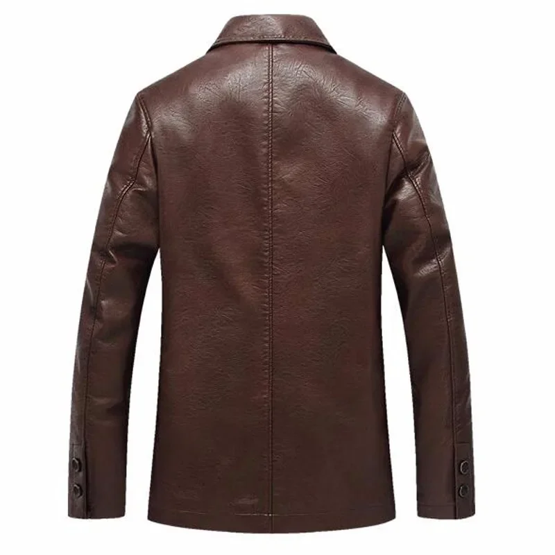 Giacca in pelle da uomo inverno classico Moto Business giacche in morbida pelle cappotti Moto spessi Casaco Masculino Plus Size 4XL 2