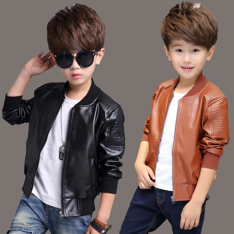 2 4 6 8 10 12 13 anni Big Boys Cappotto Autunno Inverno Più Velluto Caldo Adolescente Bambini Giacca di Pelle Moda Impermeabile Bambini Outwear 1