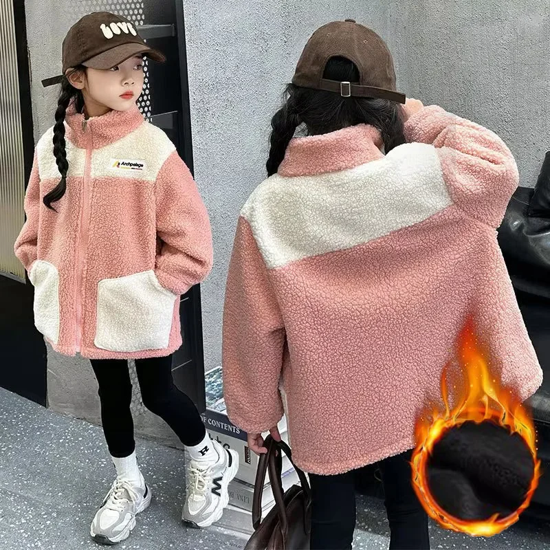 Ragazze Soffici Caldi Giubbotti Per Bambini Inverno Peluche Velluto Tuta Sportiva Per Bambini Autunno Cappotti In Pile Adolescente Moda Abbigliamento Imbottito 3-12Y 5