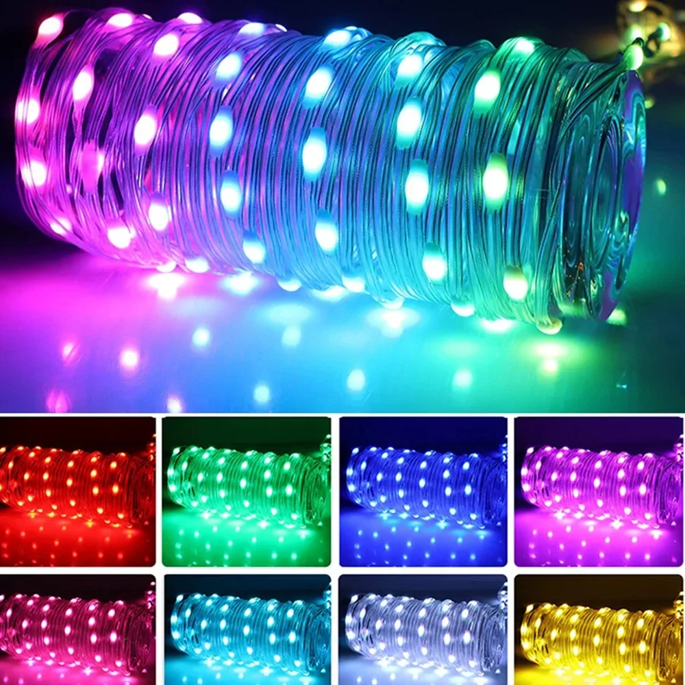 Barra luminosa decorativa natalizia a LED per esterni RGB IC WS2812B Lntelligent Bluetooth Control ghirlanda di fiori colorata Home Party Decora 3