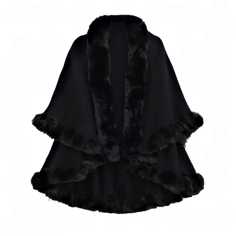 Temperamento Patchwork Pelliccia Scialle Cappotto 2025 Abbigliamento Invernale Coreano Irregolare Lavorato A Maglia Caldo Outwear Y2k Magliette E Camicette Moda Giacche Allentate 4