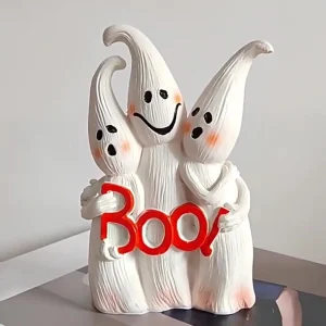 Statua di fantasma carina in resina creativa Piccole figurine di fantasmi spaventosi BOO Decorazione domestica di Halloween per ornamento artigianale in resina da tavolo 1