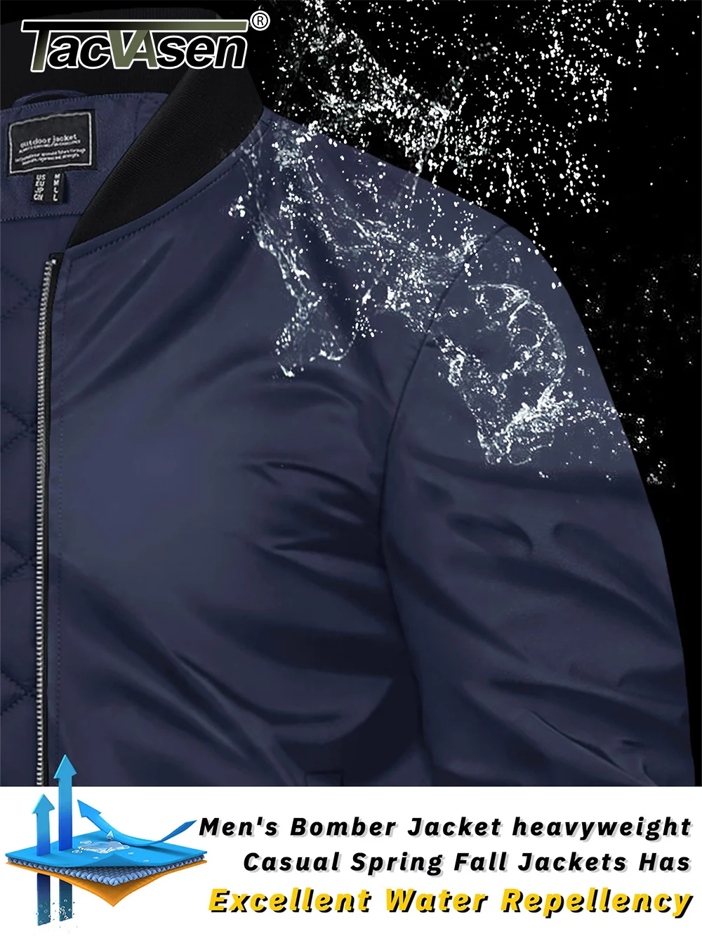 TACVASEN giacche Bomber invernali da uomo imbottitura spessa giacca da pilota calda giacca da trekking impermeabile antivento all'aperto giacca a vento 4