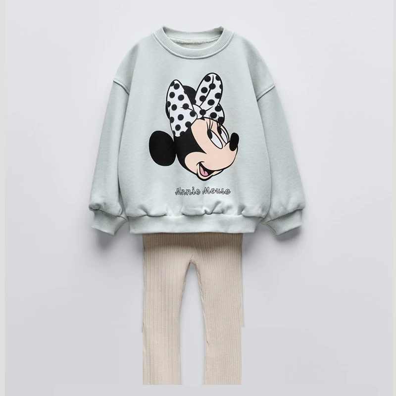 Nuovi bambini Felpe carine Abiti stampati completi Neonate Abiti a maniche lunghe Minnie Pullover stampati Pantaloni Abbigliamento primavera/autunno 6