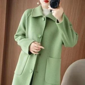 Cappotto di lana di media lunghezza da donna 2025 primavera e autunno nuovo temperamento sottile 1