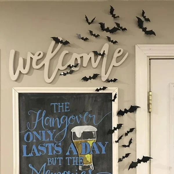 Decorazione da parete 3D impermeabile pipistrelli neri Decorazioni di Halloween Decorazioni per la casa stregata Adesivo 3D pipistrelli ragno Puntelli spaventosi di Halloween 3