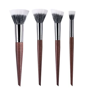 Pennelli per trucco professionale Contouring in polvere Impostazione Pennello per trucco multifunzionale Stippling Blush morbido Peli di capra in legno naturale 1