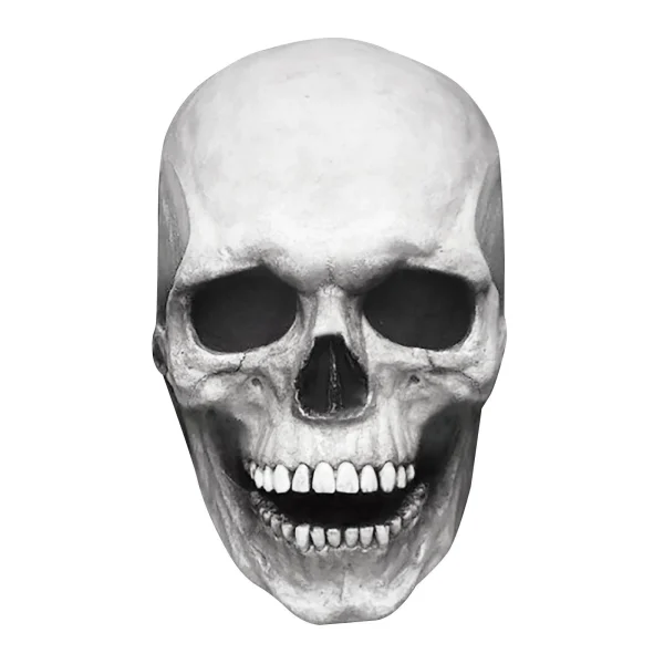 Maschera a testa intera con teschio di Halloween con casco in lattice realistico spaventoso con mascella mobile con per adulti, maschera per feste cosplay di Halloween 5