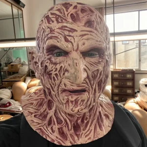 Freddy Latex Mask Halloween Carnival Cosplay Costume Horror Full Face Mascara Demon Rave Claws Prop travestimento accessorio uomo 1