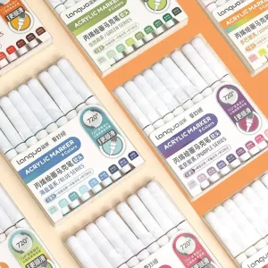 Languo 9 pz/scatola Pennello Morbido Pennarello Acrilico Set, Disegnato A Mano FAI DA TE, Pennarelli di Arte Della Vernice, Studente Graffiti Penne di Vernice Acrilica, M720 1