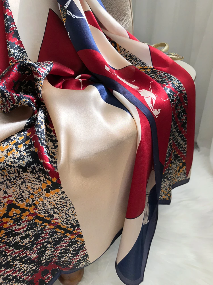 Sciarpa e scialli di seta pura al 100% da donna 2021 Hangzhou Involucri di seta reale per le donne Scialli stampati Sciarpe di seta naturale Foulard Femme 4