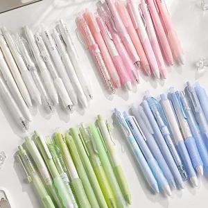 5 pz/set Minimalismo Carino Scuola Penna Gel per I Bambini Moda Sfumatura di Colore Cancelleria Penna Gel 0.5mm Penna A Inchiostro Nero per la Scrittura 1