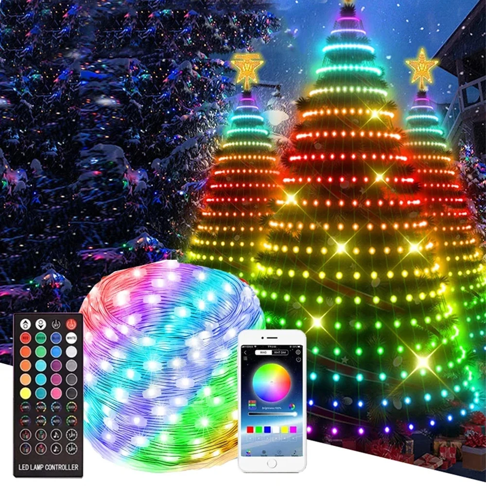 Barra luminosa decorativa natalizia a LED per esterni RGB IC WS2812B Lntelligent Bluetooth Control ghirlanda di fiori colorata Home Party Decora 1