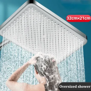 Soffione doccia pressurizzato con uscita acqua grande da 13 pollici, scaldabagno, pannello grande, spruzzo superiore, accessori per il bagno di casa 1