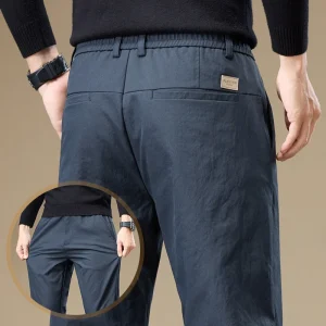Abbigliamento di marca Autunno Inverno Pantaloni casual da uomo Elastico in vita Classico dritto Business Coreano Pantaloni formali in tinta unita Maschile 1