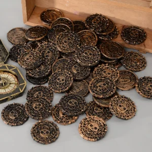 50/100 pezzi monete pirata 3.8 cm plastica metallo moneta d'oro festa di compleanno per bambini scrigno del tesoro decorazione giocattoli per bambini di Halloween 1