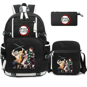 3 Pz/set Kamado Nezuko Demon Slayer Anime Cosplay Unisex Studenti Borsa Da Scuola Zaino Del Fumetto Bookbag Laptop Zaino Da Viaggio 1