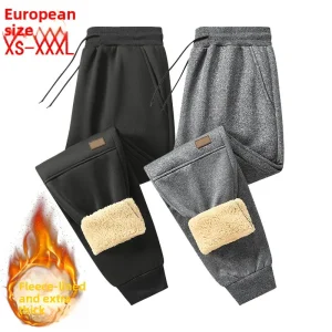 Pantaloni neri da uomo invernali casual da uomo più velluto addensato caldo sportivo pantaloni sportivi casual pantaloni cargo 1