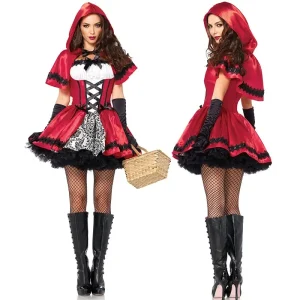 Costumi cosplay da donna del Cappuccetto Rosso per la festa di Halloween Fiabe Spettacolo teatrale Gioco di ruolo Dress Up Outfit 1