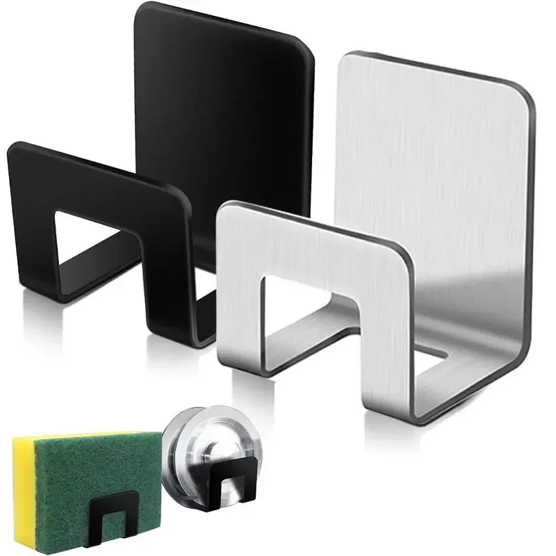 Vassoio per lavello in acciaio inossidabile Scolapiatti per lavello da cucina Porta spugna Portaoggetti per gancio autoadesivo Organizzatore per stracci in filo da cucina 1