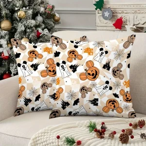 Federe con motivo Topolino e zucca a tema Halloween: spettrale e divertente! Fodera per cuscino per divano, decorazione per feste, regalo 1