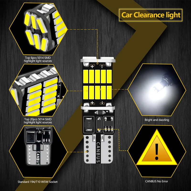 2/6/8/10 Pcs T10 Led Luci di ingombro per auto 194 W5W LED Canbus No Error Lampada di segnalazione 5014SMD Per interni auto Lampade Luce di lettura 2