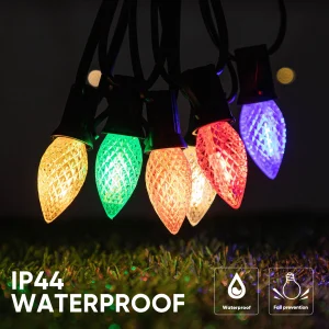 Stringa luminosa per esterni da 50 piedi C7 Lampadina a LED in plastica colorata collegabile IP44 Illuminazione per ghirlanda per feste di compleanno nel patio del giardino impermeabile 1