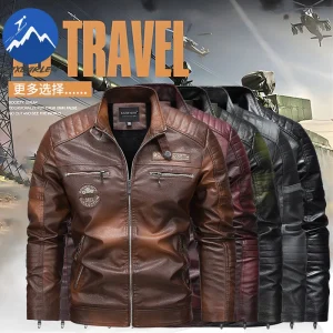 Maxbarley Vintage Moto Giacche in pelle da uomo 2025 Inverno di lusso foderato in pile caldo cappotto in pelle PU giacca da moto alla moda da strada 1