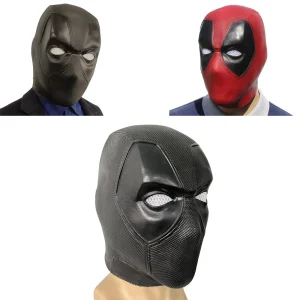 2024 nuovo stile supereroe nero/rosso Deadpool personaggio del film Cosplay divertente maschera di Halloween Full Face Costume da festa di carnevale Prop 1