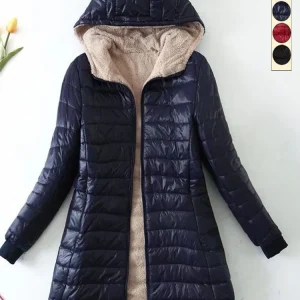 Nuova edizione coreana di media lunghezza con cappuccio giacche da donna autunno inverno cappotti di cotone da ufficio di media lunghezza caldo parka in pile di agnello 1