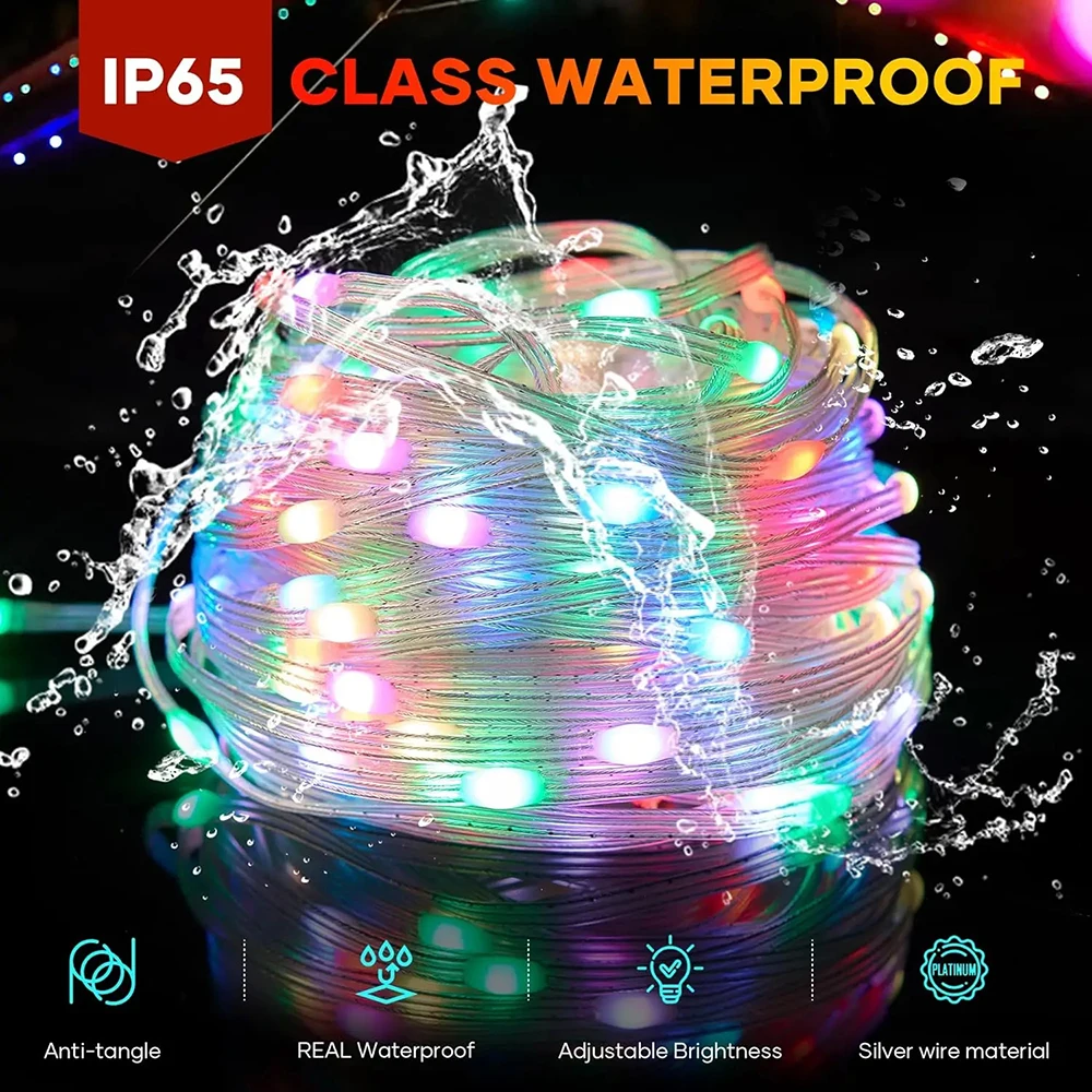 Barra luminosa decorativa natalizia a LED per esterni RGB IC WS2812B Lntelligent Bluetooth Control ghirlanda di fiori colorata Home Party Decora 4