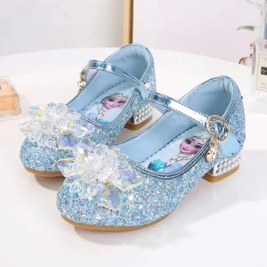 2024 primavera nuove scarpe per bambini ghiaccio e neve romanticismo principessa Elsa scarpe sandali moda ragazza scarpe principessa di cristallo 1
