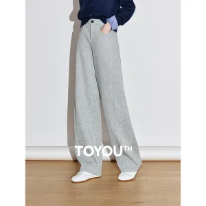 TOYOUTH Pantaloni casual da donna 2025 Primavera Nuovi pantaloni a banana casual a vita media con gamba larga dritta 1