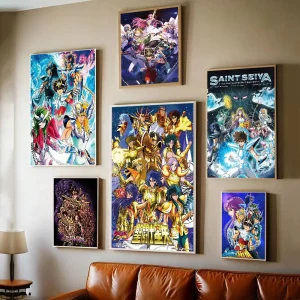 Classic Anime Saint Seiya Classic Anime Poster Adesivo di carta impermeabile Coffee House Bar Room Decorazione da parete 1