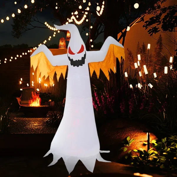 Fantasma gonfiabile di Halloween grande da 240 cm con fiamma rotante Luce horror Decorazione di Halloween Casa Cortile esterno Fantasma incandescente Prop 2