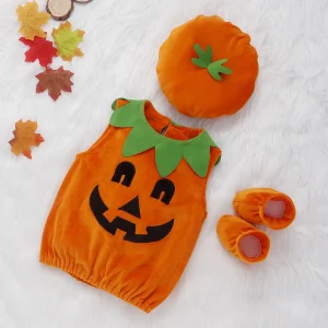 0-24M Halloween Pumpkin Costume pagliaccetto con cappello scarpe Toddler One Piece Boy Girl Baby tuta Cosplay Carnival Clothing Set 1